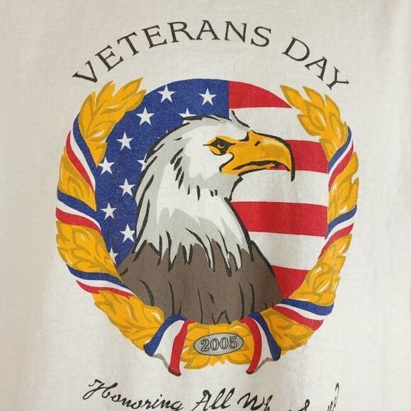 Veterans Day T Shirt Vintage Y2K Bald Eagle Patriotic Patriotism American Flag - Picture 2 of 6